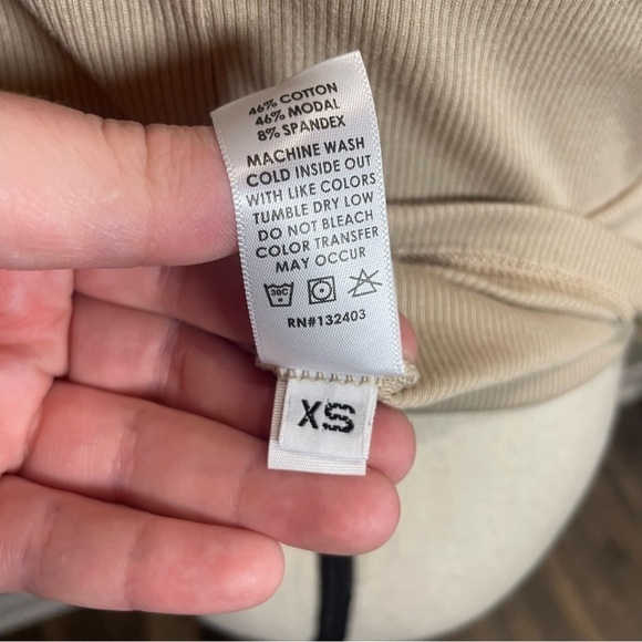 Cotton Citizen Light Tan Ribbed High Crew Neck Tank top - Picture 8 of 8